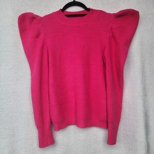 Clichè Size S Barbie Pink Y2K Crew Neck Sweater With Puff Sleeves